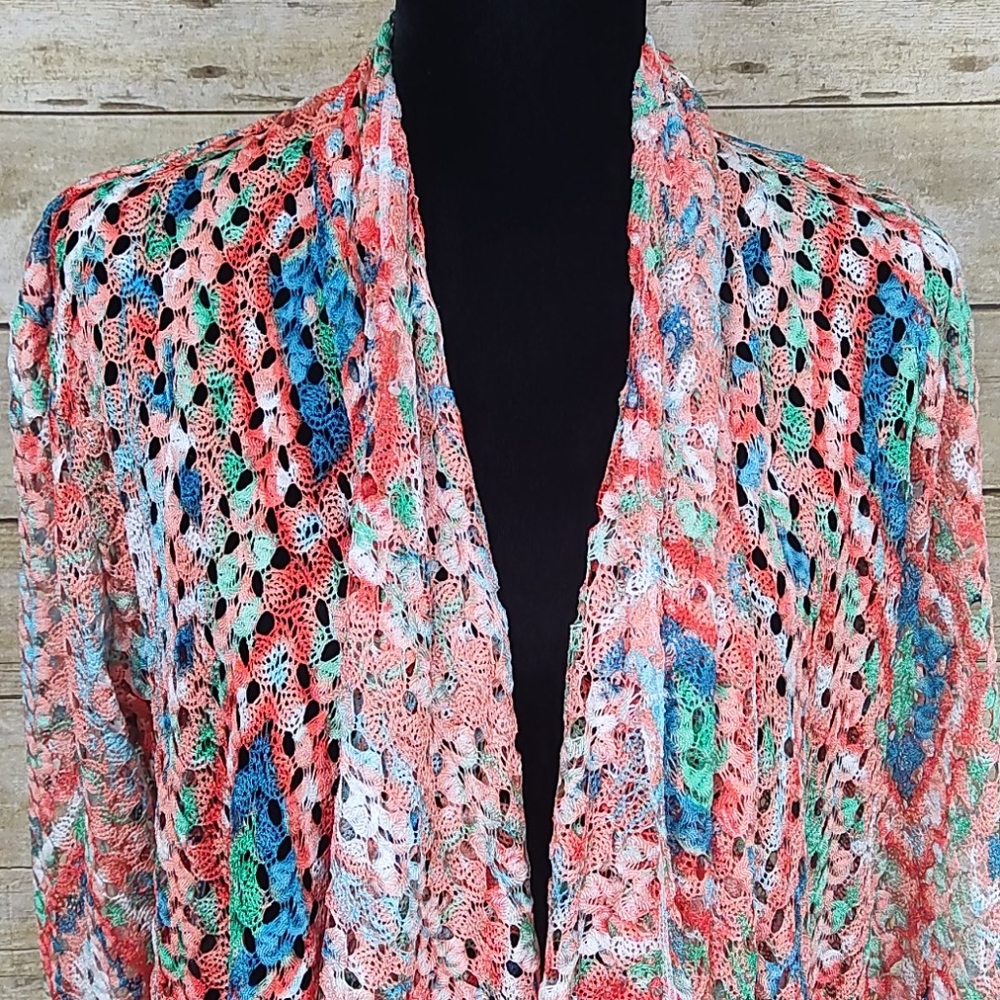 Ruby Rd Boho Lace Multi Color Cardigan - Picture 4 of 8